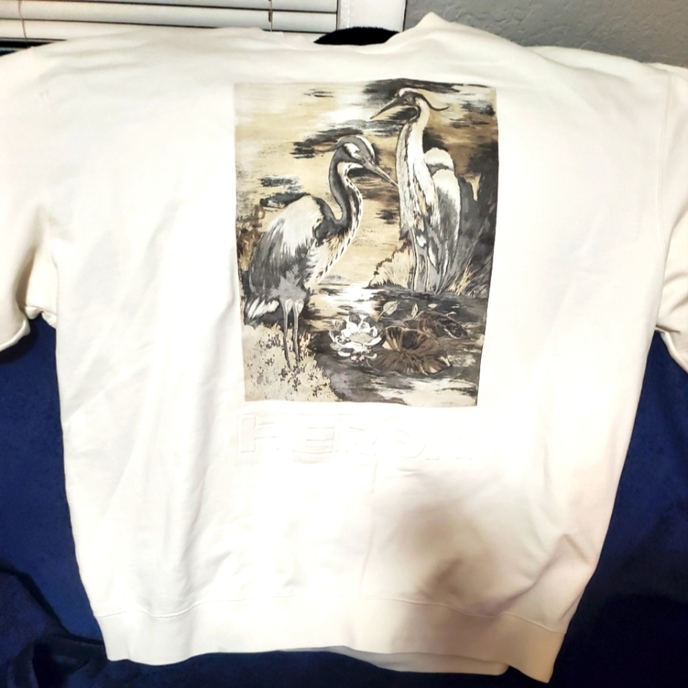 Men Heron White Sweatshirt